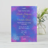 夢想抽象芸術カラーズブルーピンクパープル結婚ズ 招待状 (スタンド正面)