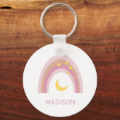 夢想時レインボー、女の子かわいいボホピンクカスタム色 キーホルダー (正面)