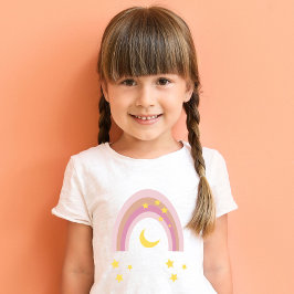 夢想時レインボー、女の子かわいいボホピンクカスタム色 Tシャツ