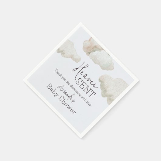 夢想的な天国がブルーボーイベビーシャワーを送信 スタンダードカクテルナプキン (角)