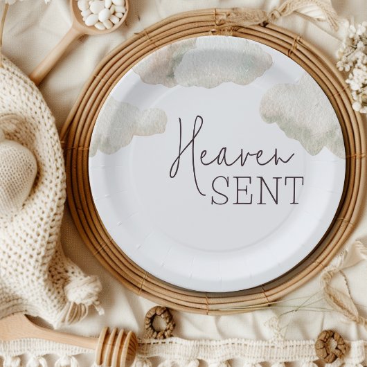 夢想的な天国がブルーボーイベビーシャワーを送信 ペーパープレート