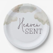 夢想的な天国がブルーボーイベビーシャワーを送信 ペーパープレート (正面)