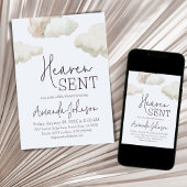 夢想的な天国がブルーボーイベビーシャワーを送信 招待状