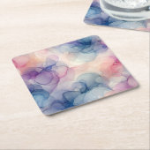 夢想的な水のカラーインクアート スクエアペーパーコースター (アングル)