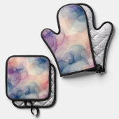 夢想的な水のカラーインクアート 鍋つかみ&鍋敷きセット (正面/裏面)