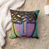 夢想的抽象芸術ポートレートの女性 クッション (ブランケット)