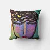 夢想的抽象芸術ポートレートの女性 クッション (裏面)