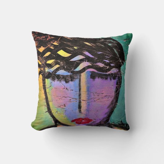 夢想的抽象芸術ポートレートの女性 クッション (正面)