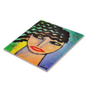 夢想的抽象芸術ポートレートの女性 タイル (側面)