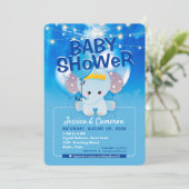 夢想青バルーンベビーゾウ赤ちゃんシャワー 招待状 (スタンド正面)