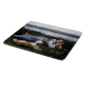 夢想（犬と草の上に横たわる少女） カッティングボード (角)