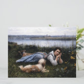 夢想（犬と草の上に横たわる少女） カード (スタンド正面)