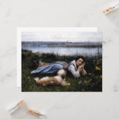 夢想（犬と草の上に横たわる少女） カード (正面/裏面インサイチュ)