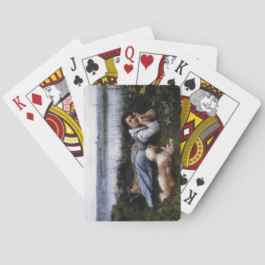 夢想（犬と草の上に横たわる少女） トランプ (裏面)