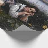 夢想（犬と草の上に横たわる少女） ラッピングペーパー (角)