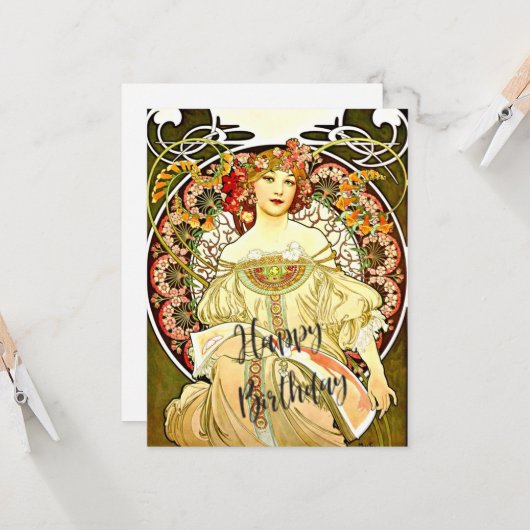 夢想、素晴らし美術絵を描、誕生日の挨拶 カード (正面/裏面インサイチュ)