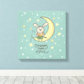 夢来真 | Bunny on the Moon キャンバスプリント (インサイチュ (ウッドフロア))