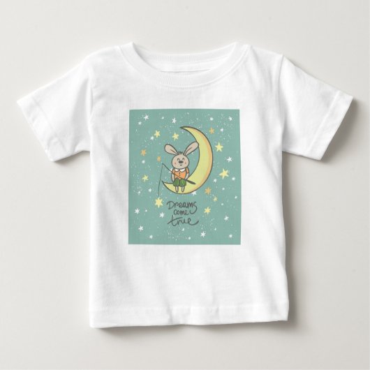 夢来真 | Bunny on the Moon ベビーTシャツ (正面)