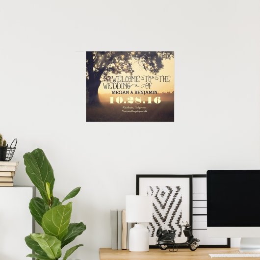 夢素朴の木のラ結婚イツの歓迎サイン ポスター (ホームオフィス)