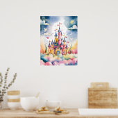 夢見るおとぎの城 - 魔法の水彩画 ポスター (キッチン)