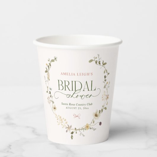 夢見るようなおとぎ話のガーデン & リボン ブライダルシャワー 紙コップ (正面)