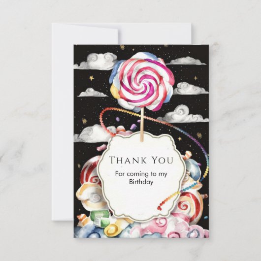 夢見るようなキャンディーランドの誕生日 サンキューカード (正面)
