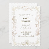 夢見るようなデルフト・フラワーベイビーシャワー|性別発表 招待状 (正面/裏面)