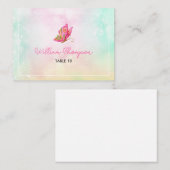 夢見るようなバタフライガール 1歳の誕生日名札 プレイスカード (正面/裏面)