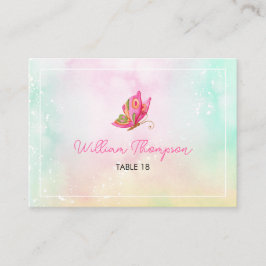 夢見るようなバタフライガール 1歳の誕生日名札 プレイスカード