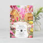 夢見るようなファンシーなキャンディーランドの誕生日 招待状 (スタンド正面)