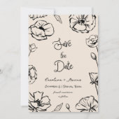 夢見るようなフランスのビンテージ フラワーハンドドローンフォーウェディング セーブザデート (正面)