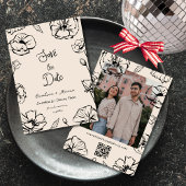 夢見るようなフランスのビンテージ フラワーハンドドローンフォーウェディング セーブザデート