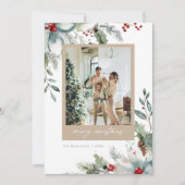 夢見るようなホリデーの水彩花模様のクリスマスカード シーズンカード (正面)