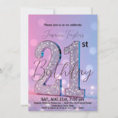 夢見るようなボケとスパンコールの21歳の誕生日パーティー 招待状 (正面)