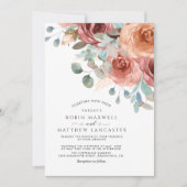 夢見るような優しい桃色の幻想的な花のウェディング 招待状 (正面)