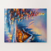 夢見るような幻想的な山のクリスマス・キャビン ジグソーパズル (横)