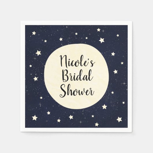 夢見るような月と星の天体ベイビーシャワー スタンダードカクテルナプキン (正面)