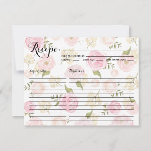 夢見るような水彩の芍薬のパターン レシピ カード