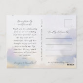 夢見るような水彩の雲のウェディングフォト感謝メッセージカード ポストカード (裏面)