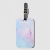 夢見るような水彩ピンクブルーターコイズ ラゲッジタグ (正面縦)