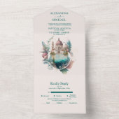 夢見るような水彩画のイタリアンデスティネーションウェディングA オールインワン招待状 (内側)