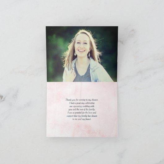 夢見るような水彩花イラストのウェディングシャワーお礼カード サンキューカード (内部)