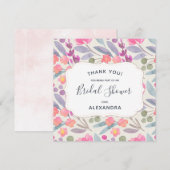 夢見るような水彩花イラスト | ブライダルシャワーのお礼カード サンキューカード (正面/裏面)