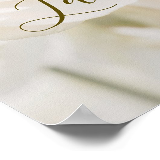 夢見るような白いバラのハート写真 新婚ウエディング ポスター (角)