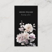 夢見るような白いバラの黒背景 名刺 (正面)