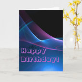 夢見るような紫と青の抽象的なアートが表紙のブランクカード カード (黄色い花)