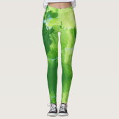 夢見るような緑のツタの葉のレギンス レギンス (正面)