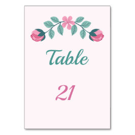 夢見るような花と葉のテーブルナンバーカード テーブルナンバー