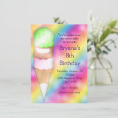 夢見るような虹色のアイスクリームの誕生日パーティー招待状 招待状 (スタンド正面)