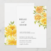 夢見るような黄色のバラのウェディング 招待状 (正面/裏面)